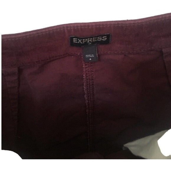 Express Women’s Corduroy Mini Skirt Size 4 / 27 Burgundy Button Front Casual - Picture 4 of 5
